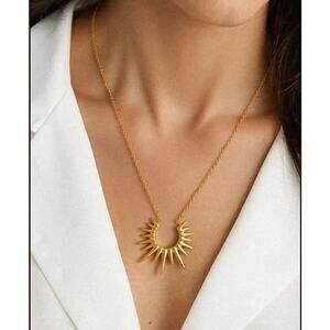 Stainless Steel Gold Sunburst Necklace NWT